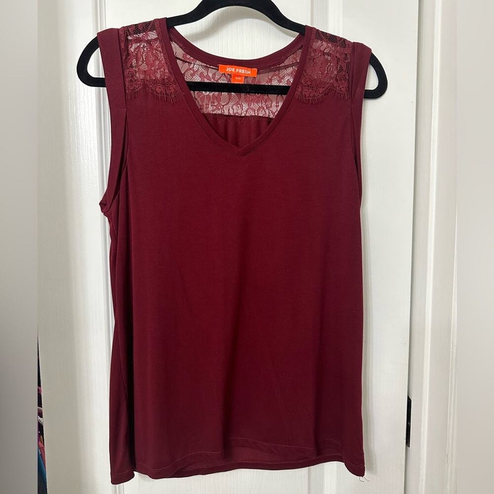 Joe fresh burgundy lace top size M